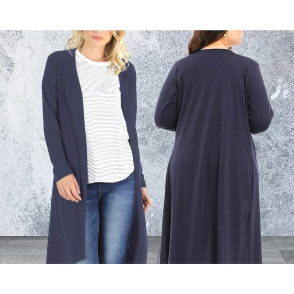 Casual Long Flowy Drape Duster Cardigan Soft Open Front Lightweight Cover up - Picture 1 of 5